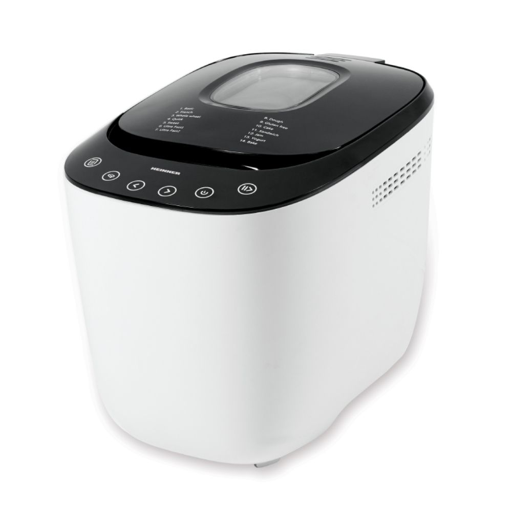 Masina de Paine Heinner – 550W, 14 Programe, Capacitate 900g, Touch Control, Afisaj LCD, Timer 13h, 3 Nivele de Rumenire, Functie Fara Gluten, Mentinere Cald – Gust Autentic in Fiecare Felie – HBM-900WHBK