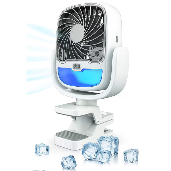 Ventilator Portabil Cu Apă Luxis - USB, 3 Viteze, LED, Clemă Prindere, Rotire 360°, Rezervor 200ML, Alb - VentBirou-Lux200