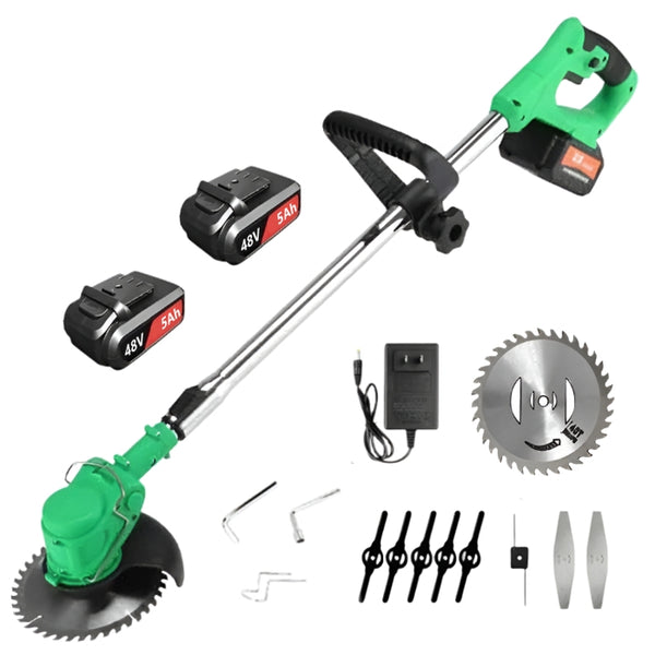Motocoasă Electrică - 1500W, 20000 RPM, Acumulatori 48V, 5000 mAh, 28 Accesorii, Trimmer