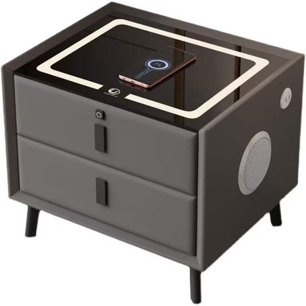 Noptieră Smart Luxis - Iluminare LED, Încărcare Wireless, Boxe Bluetooth, Amprentă - AVI-4876