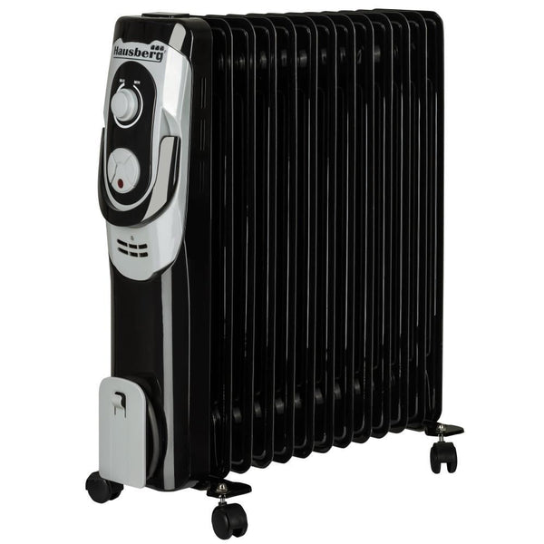 Calorifer Electric cu Ulei Hausberg - 2500 W, 13 Elemenți, 3 Trepte, Termostat Reglabil, Negru - HB8930NG