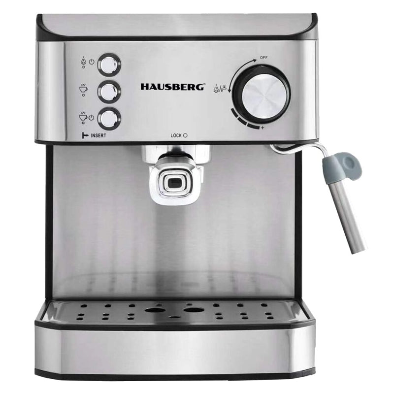 Espressor 2 in 1 cu Spumiera Hausberg HB3725 / 15 bar, 850-1000W, Aparat de Cafea Macinata si Cappuccino