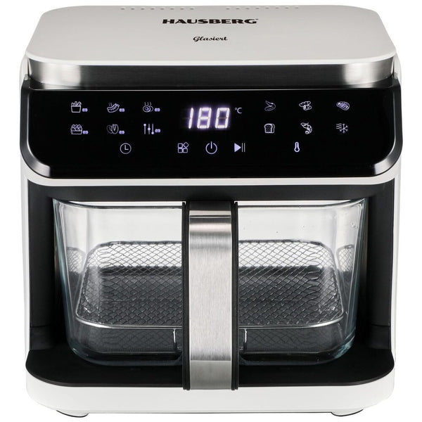 Friteuza Air Fryer Hausberg - 6.5L, 1400W, 12 Programe, Touch, Vizibilitate 360° , Coș Sticlă, Turbo Air, Panou Tactil - HB-2343AB