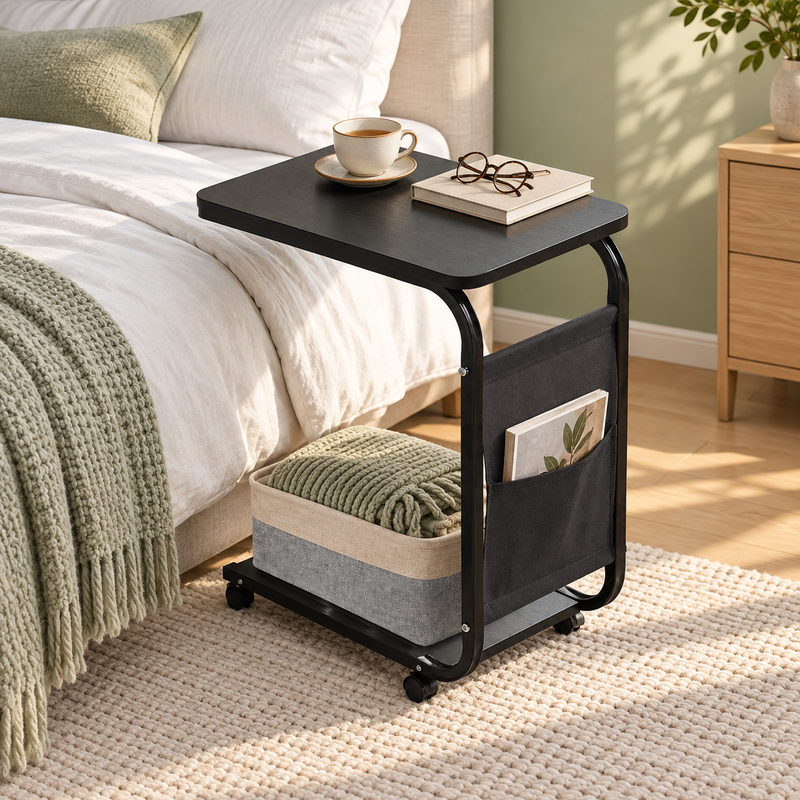 Măsuță Cafea/Laptop Portabilă Roți Luxis Negru 40*30*60cm 1.85kg, Compactă, Rezistentă - MCafea-114