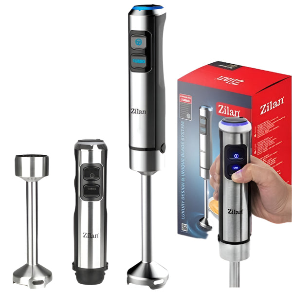 Mixer Vertical Zilan – 1200W, Inox, 2 Viteze + Turbo, Lamă Antistropire, Design Ergonomic