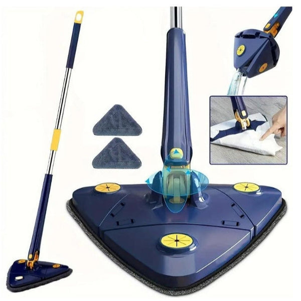 Mop Triunghi CleanMaster - 4 în 1, Rotativ 360°, Suprafețe Ude și Uscate