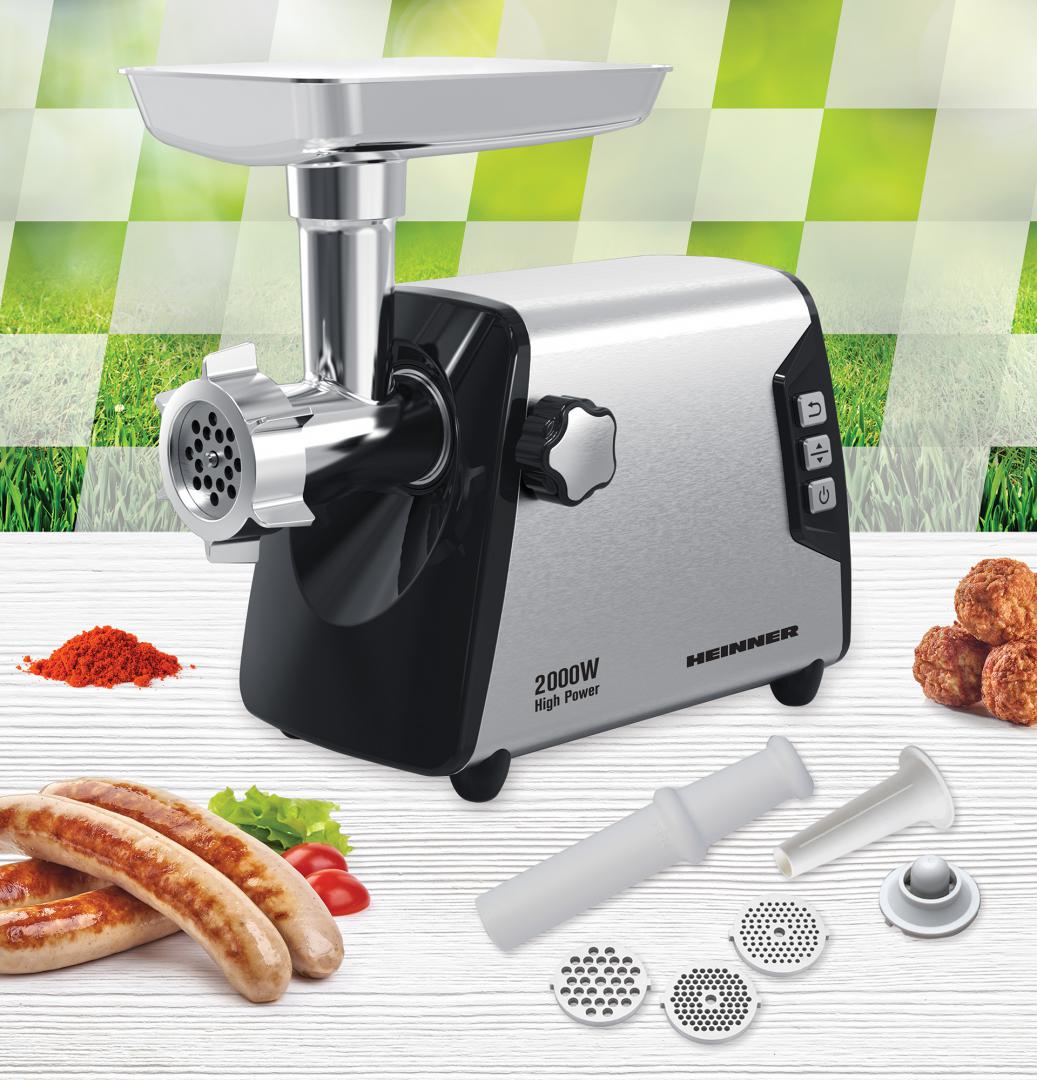 Masina Tocat Carne Heinner Blade Pro - 2000W, Inox, 3 kg/min, 3 site - HMG-Y2000SS