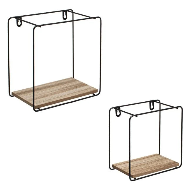Set 2 Rafturi Pătrate Luxis pentru Perete, MDF și Metal