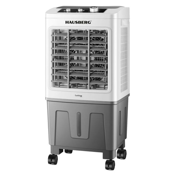 Răcitor Aer Portabil Hausberg - 75W, 20L, 3 Viteze, 2 Cutii Gheață, Control Mecanic, Rotor Eolian, Mobilitate Cu Roți - HB-5961AB