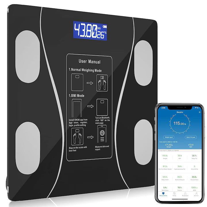 Cantar Inteligent LUXiS - 180 Kg, Analiza Corporala, Bluetooth, USB - LUX8170