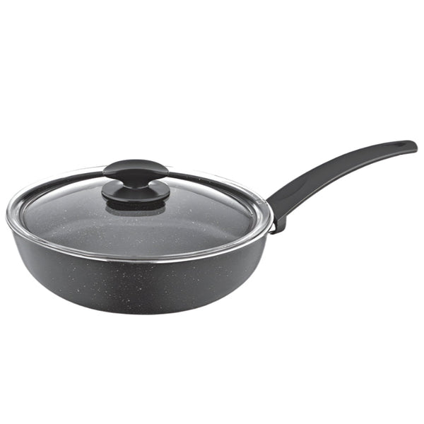 Tigaie Aluminiu Zilan - Interior Granit 24 cm, Capac, Mâner Bachelită - ZLN2065