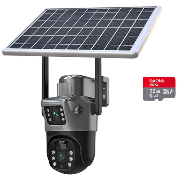 Cameră de Supraveghere 4G (SIM) - 4K - Două Lentile, Panou Solar, 360°