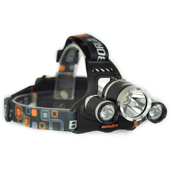 Lanternă Frontală Luxis - Triplu LED, 3 Trepte Intensitate, 2 Acumulatori Reîncărcabili Incluși - LantLux-33
