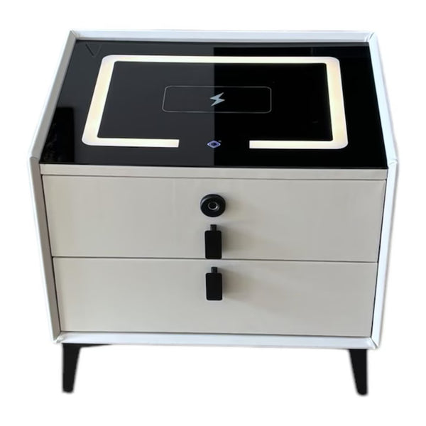 Noptieră Smart Luxis - Iluminare LED, Încărcare Wireless, Boxe Bluetooth, Amprentă - AVI-4875