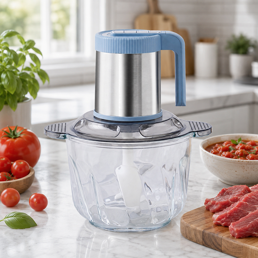 Tocator Electric Profesional - 3L, 1000W, Sticla, 4 Viteze, 4 Cutite, Maner Ergonomic - Silver