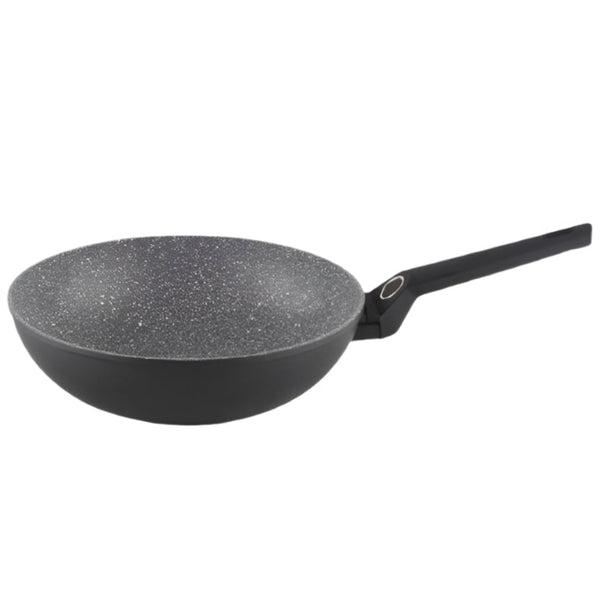 Tigaie Wok Zilan - 28 cm, Aluminiu, Granit, Inducție, Mâner Soft Touch - ZLN3345