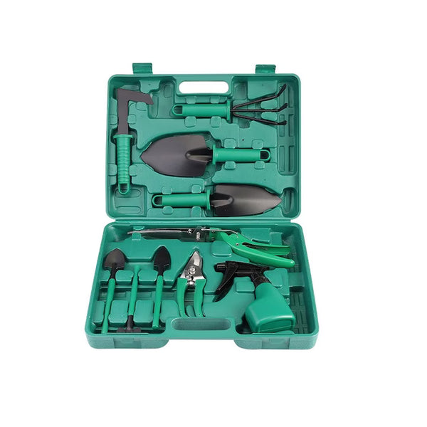 Set Unelte Grădină Luxis - 11 Piese, Oțel Inoxidabil, Geantă Transport, Accesorii Plantare, 37x28cm, Verde - UnelteGrad-11