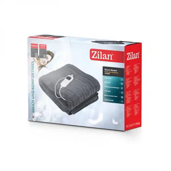 Pătură Electrică Dublă Zilan 180 x 160 cm, 120 W, 9 Trepte, Gri, imagine 5