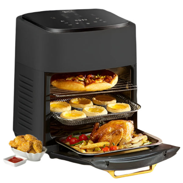 AirFryer Friteuză Profesională - Cuvă 15L cu Geam, 2400W, DigitalaLCD, cu Aer Cald, Carne și Legume