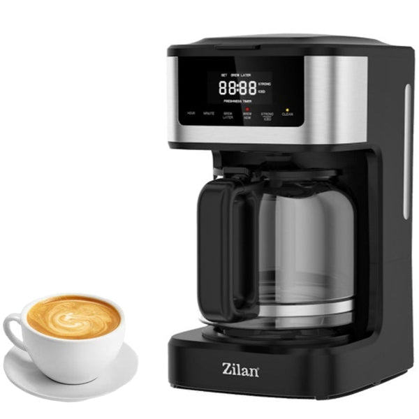 Cafetieră Digitală Zilan 900W, 1.8L, Funcție Curățare Automată (Aparat Cafea - Filtru Cafea) - ZLN9266