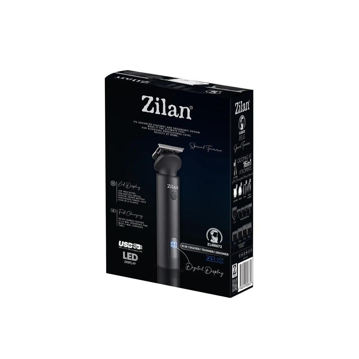 Aparat de Tuns Zilan Zeus, Set 16 în 1, Fără Fir - ZLN8672 – fotografie 2 cu detalii ale produsului