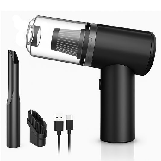 Mini Aspirator Portabil 2 in 1 – 120W, Incarcare USB-C, Negru, Curatare Uscata si Umeda, Compact si Puternic – Ideal pentru Acasa si Auto