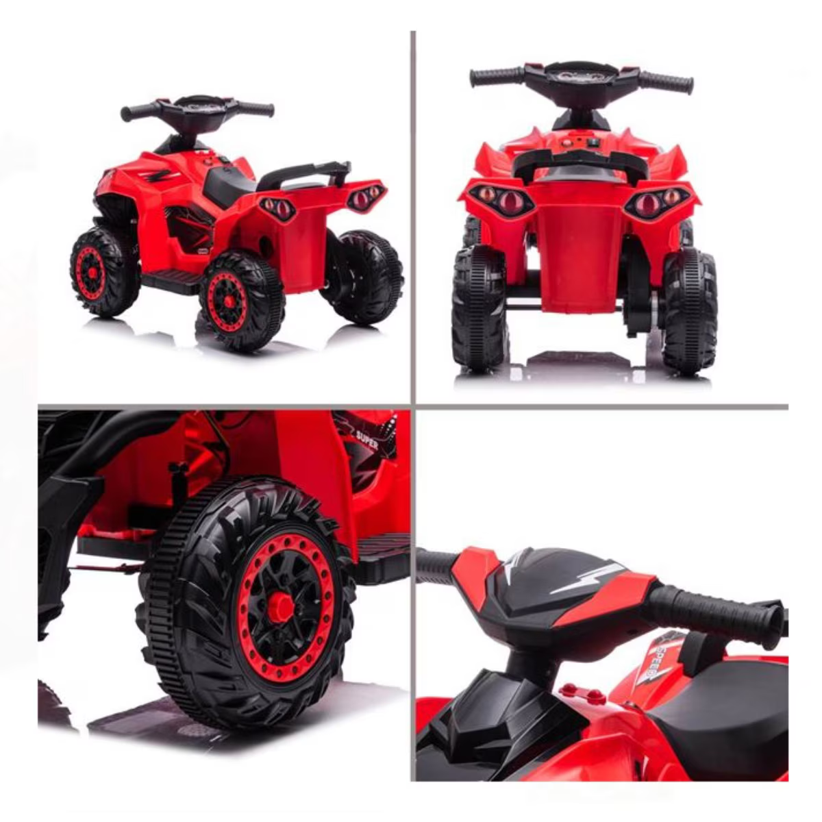 ATV Electric Copii cu Muzica si Lumini - 3 km/h, 72x43x50 cm, Unisex, Varsta 3-5 ani, Negru/Rosu – Distractie si Aventura in Siguranta