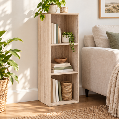 Etajeră Bibliotecă Luxis cu 3 Rafturi, MDF, 30 × 23,5 × 89 cm