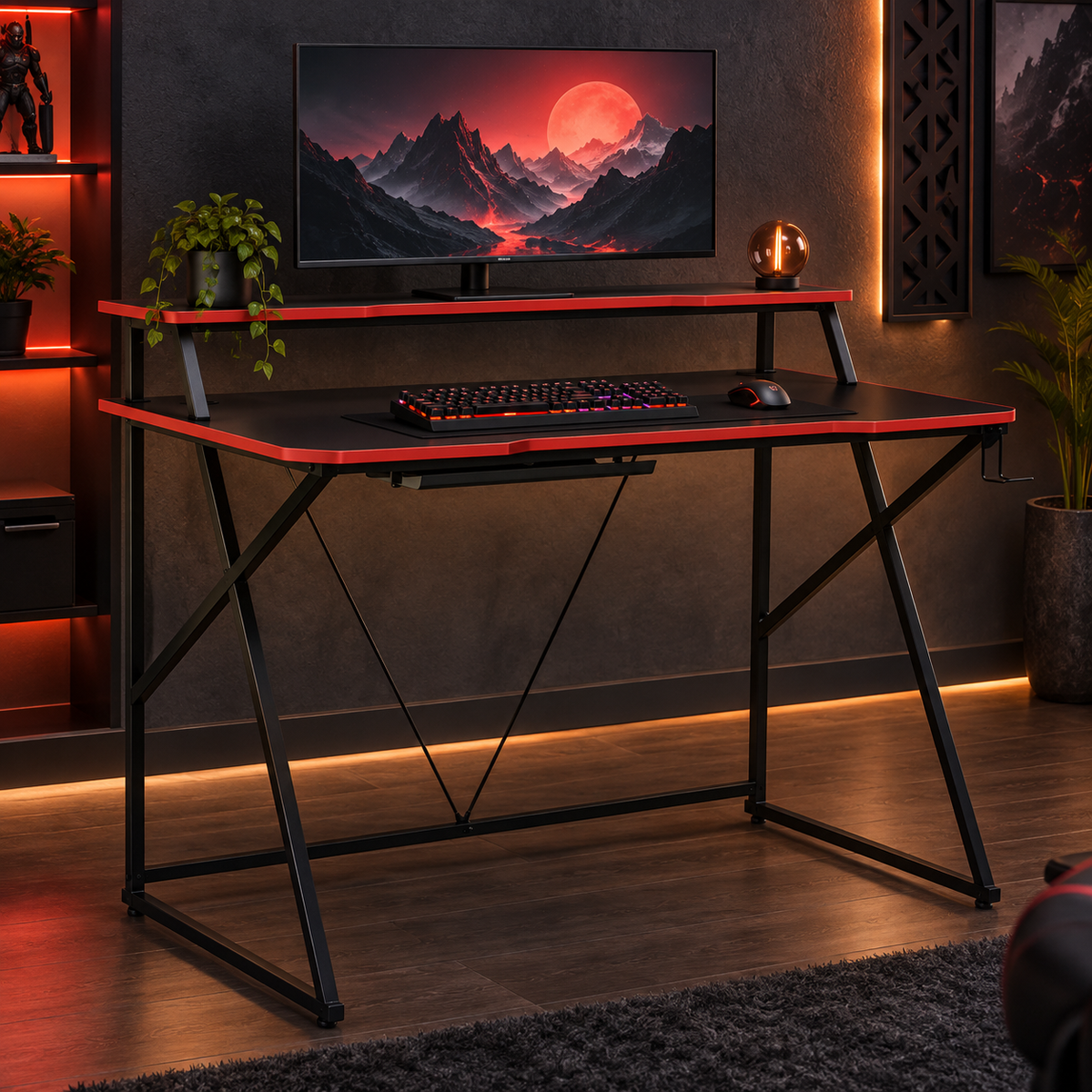 Birou Gaming Luxis cu Suport pentru Monitor, 120 × 60 × 90 cm