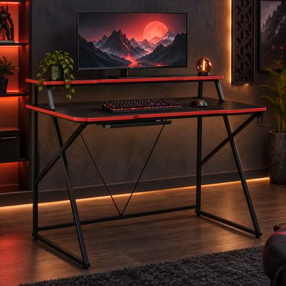 Birou Gaming Luxis cu Suport pentru Monitor, 120 × 60 × 90 cm