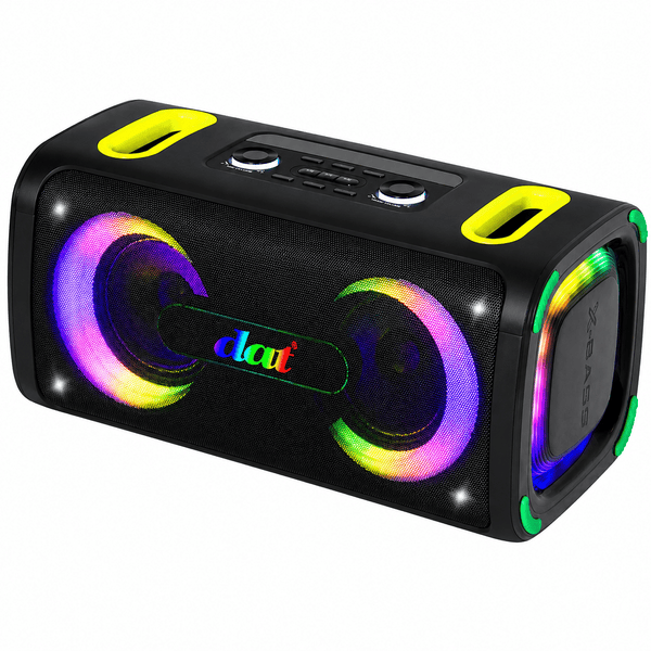 Boxă Portabilă Karaoke DAT - 40 W, 2 x 6,5 inch, Bluetooth, 2 Microfoane Wireless, RGB LED - DT-2177