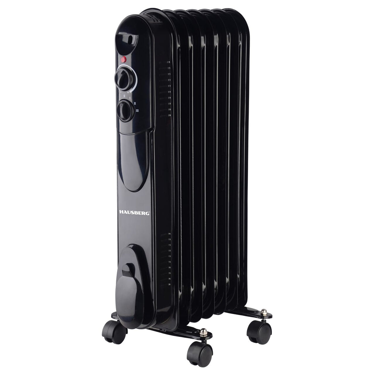 Calorifer Electric cu Ulei Hausberg, 1500 W, 7 Elemenți, 3 Trepte, Termostat Reglabil, Negru, HB8905