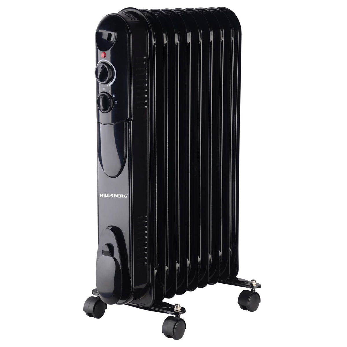 Calorifer Electric cu Ulei Hausberg, 2000 W, 9 Elemenți, 3 Trepte, Termostat Reglabil, Negru, HB8915