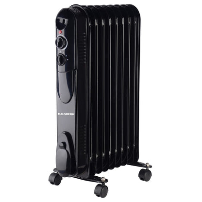 Calorifer Electric cu Ulei Hausberg, 2000 W, 9 Elemenți, 3 Trepte, Termostat Reglabil, Negru, HB8915