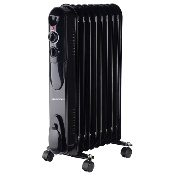 Calorifer Electric cu Ulei Hausberg - 2000 W, 9 Elemenți, 3 Trepte, Termostat Reglabil, Negru - HB8915