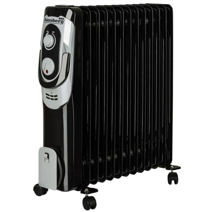 Calorifer Electric cu Ulei Hausberg, 2500 W, 13 Elemenți, 3 Trepte, Termostat Reglabil, Negru, HB8930NG
