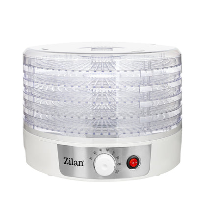 Deshidrator de alimente Zilan ZLN2037, 250 W, cu 5 tăvi transparente și termostat reglabil