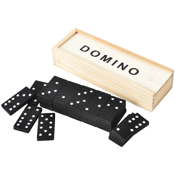 Set Domino Clasic din Lemn – 28 Piese, Cutie Elegantă din Lemn, Format Standard – Joc Tradițional cu Design Premium