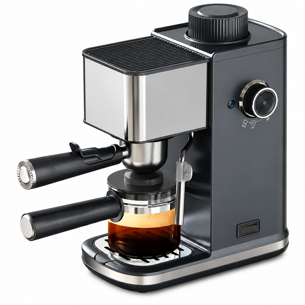 Espressor de Cafea LUXiS - 1500 W, 350 ml, Spumare lapte, Carafă din sticlă borosilicată - 2822