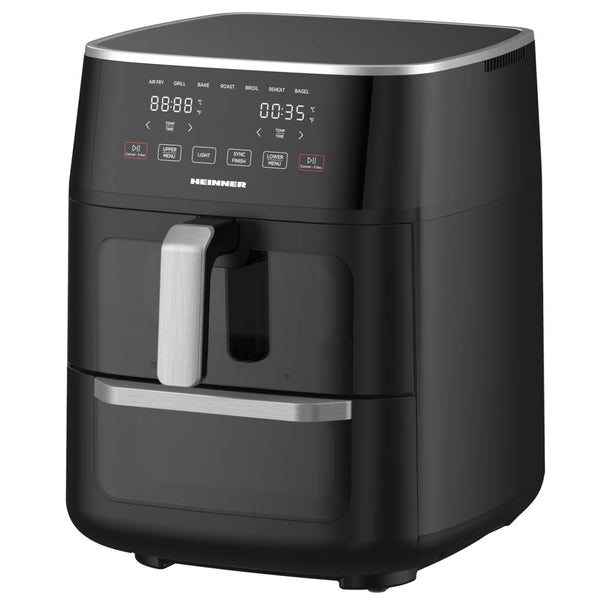 Friteuza Dublă Aer Cald Heinner - 1850W, 11L, 10 Programe, Fereastră, Lumină interioară - HAFO-M11BK1700