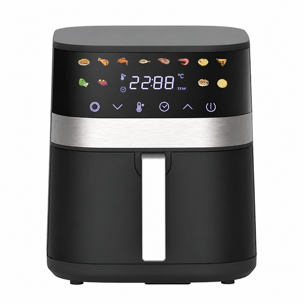 Friteuză cu Aer Cald LUXiS - 2000 W, 7 L, Panou Digital, Coș Antiaderent, Negru - 2514