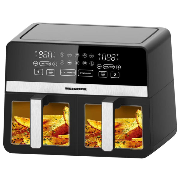 Friteuza Geam Dublă Heinner - 2400W, 9.5L, 10 Programe, Afișaj LED, Control Digital, Avertizare Sonoră - HAF-K10DB24BK
