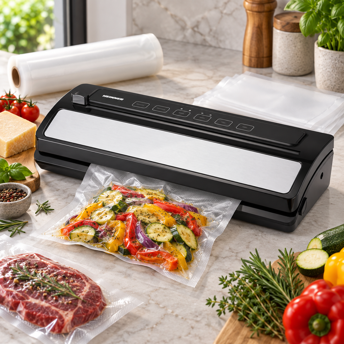 Alimente vidate cu Aparat de vidat Heinner HAV-E110SS, 110 W, 30 cm, cutter