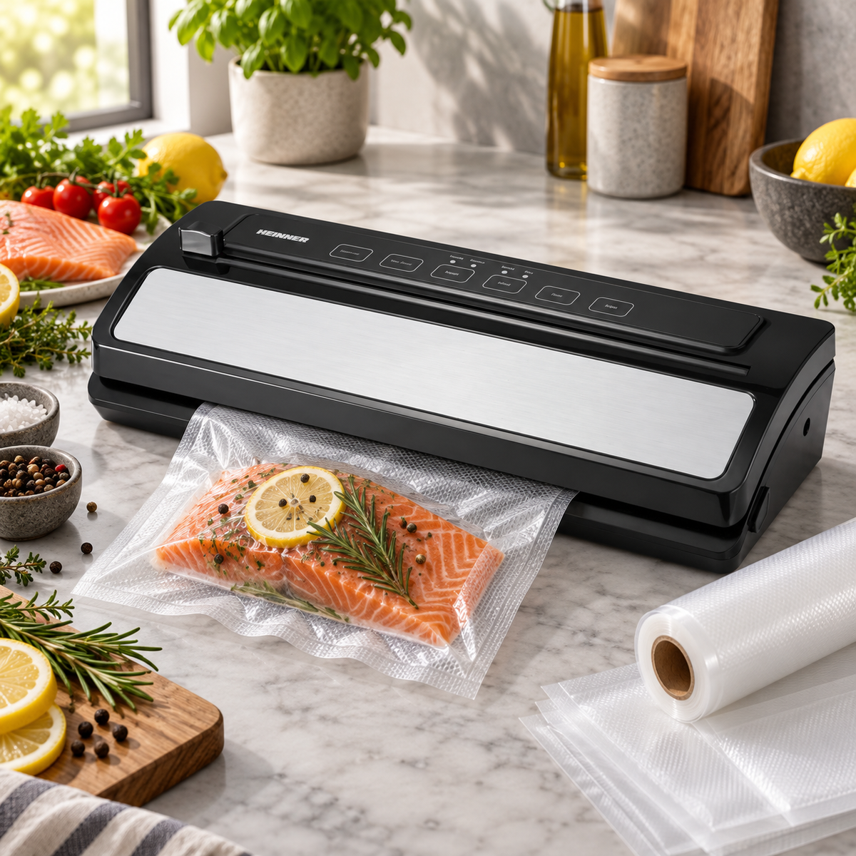 Aparat de vidat Heinner HAV-E110SS, 110 W, 30 cm, cutter în bucătărie