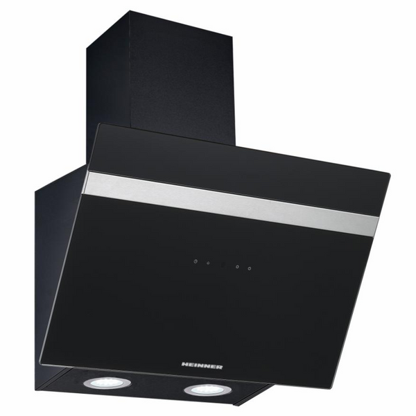 Hotă Decorativă Heinner - 60 cm, Capacitate 566 m³/h, Panou Digital, LED, Clasa B, Design Înclinat - HDCH-6060RGBK