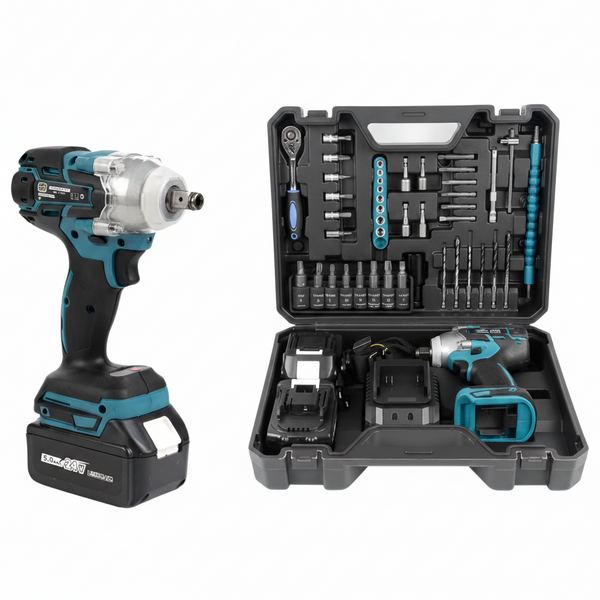 Mașină, Pistol Înșurubat Impact - 2 Acumulatori 48V, 550Nm, 43 Accesorii – Putere, Precizie și Eficiență