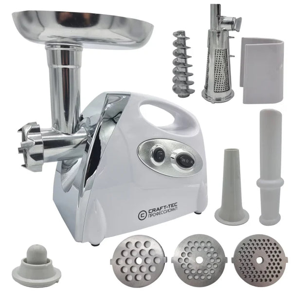 Mașină de Tocat Electrică Craft-TEC - 3200W, 3 Site, 2.19 KG Carne, Accesorii de Roșii și Cârnați