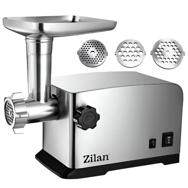 Mașină Tocat Carne - 1800W, INOX, 2kg/min, 3 Site + Accesorii Cârnați - ZLN2409 TURBO FORCE