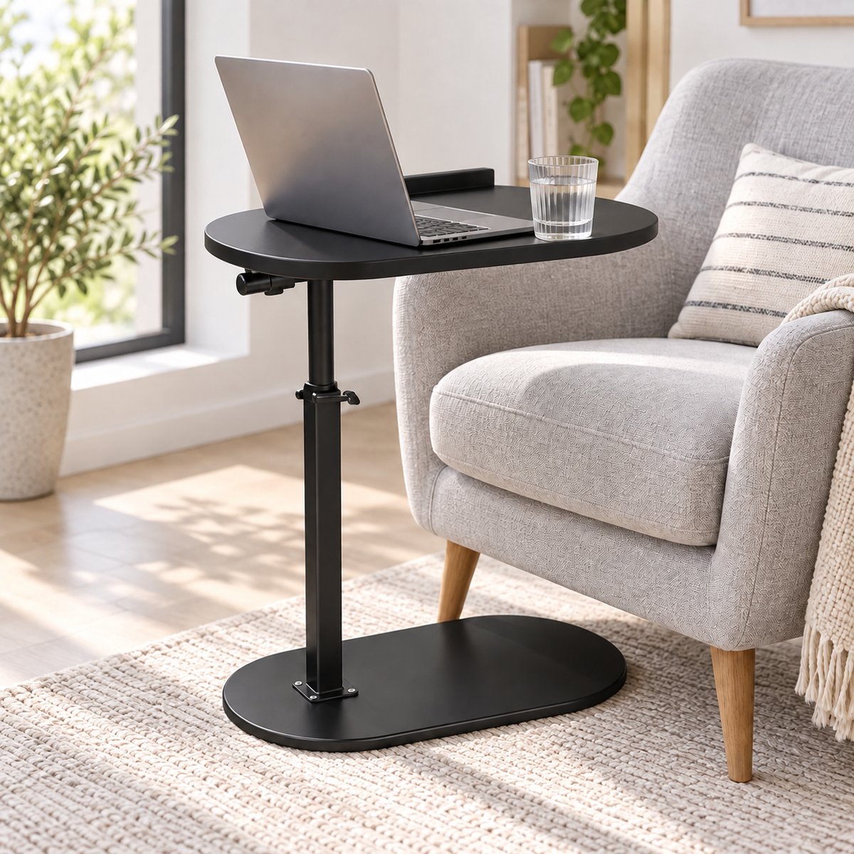 Măsă Cafea-Laptop Portabilă Reglabila Luxis Negru 40x30x45-80cm 1.83kg, Compactă, Rezistentă - MCafea-115