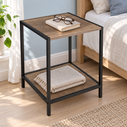 Măsuță Luxis cu 2 Niveluri și Cadru Metalic, 32 × 28,5 × 37 cm